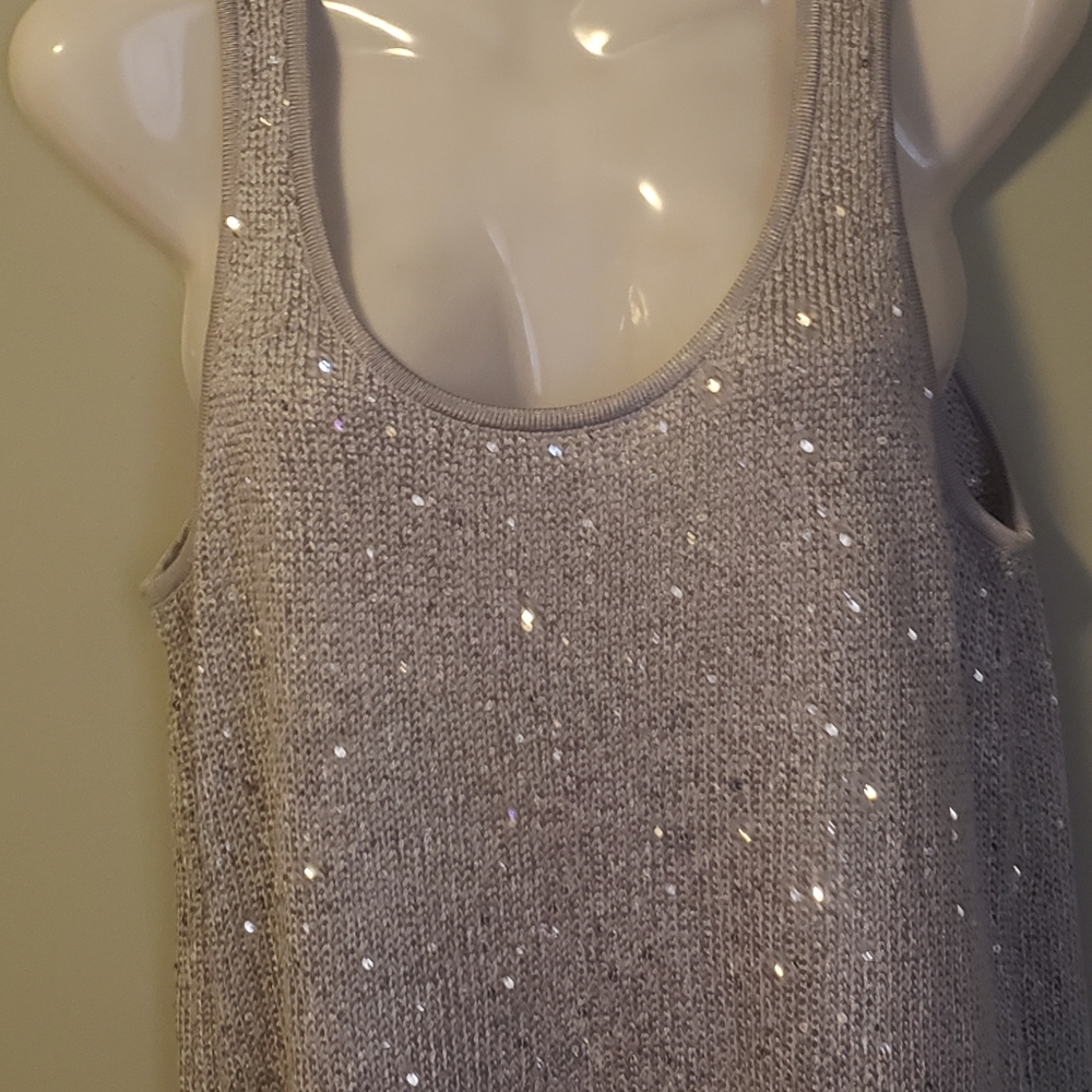 Matty M Silver Sequins Shell Tank. - Picture 3 of 6